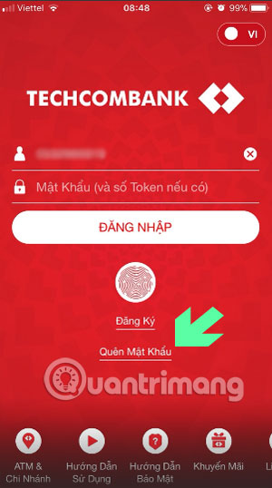 Instructions for finding F @ st Mobile Techcombank password Picture 1