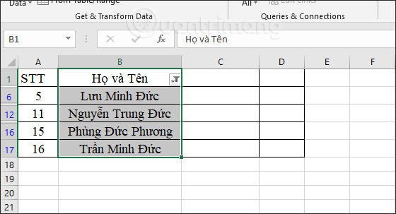 Instructions for finding names in Excel - TipsMake.com