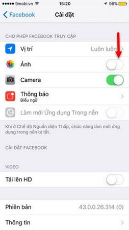 Instructions for fixing errors do not download photos from iPhone to Facebook Picture 3