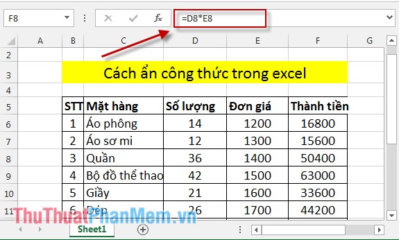 Instructions for hiding formulas in Excel Picture 12
