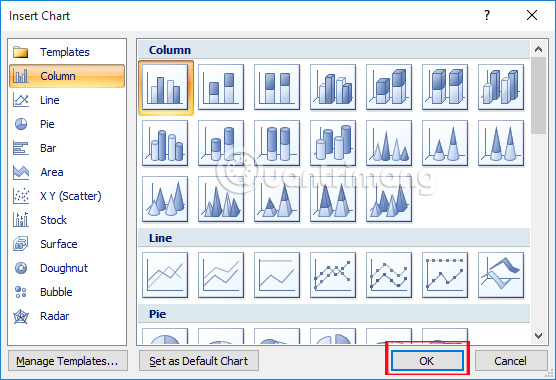Instructions for inserting, drawing and creating charts in Word 2007 Picture 2