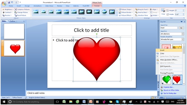 Instructions for inserting Pictures and Clip Art in PowerPoint Picture 9