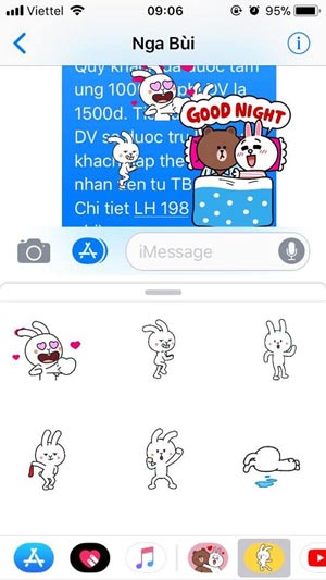 Instructions for inserting unique stickers into messages on iMessage Picture 1