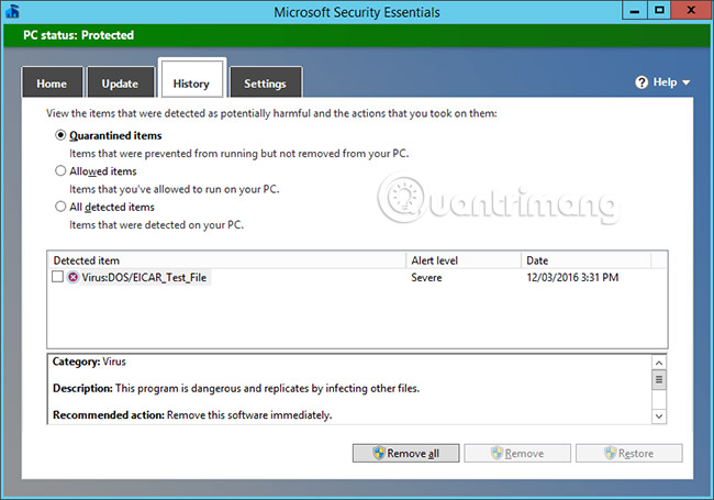 Instructions for installing and configuring Microsoft Security Essentials Picture 12