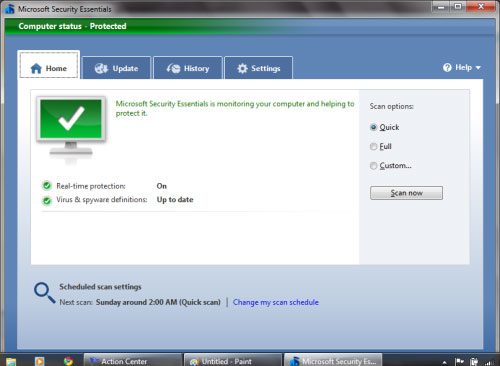 Instructions for installing and configuring Microsoft Security Essentials Picture 17