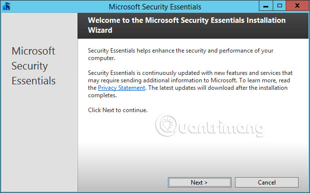 Instructions for installing and configuring Microsoft Security Essentials Picture 7