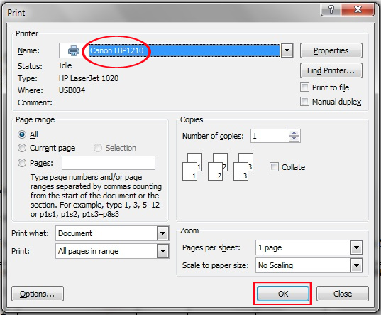 Instructions for installing Canon LBP 1210 printer on the computer Picture 12