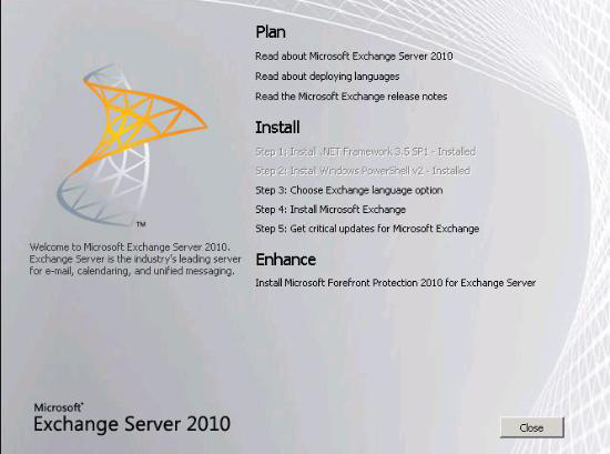 Instructions for installing Exchange Server 2010 - Part 1: Installation Picture 2