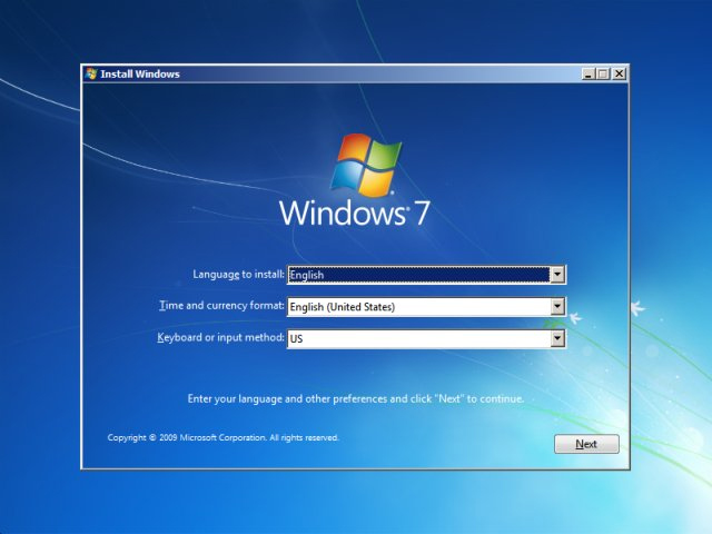 Instructions for installing Windows 7 from DVD Picture 5