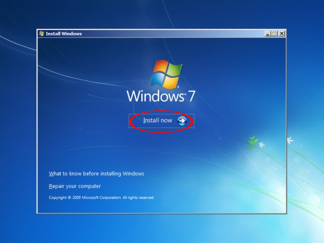 Instructions for installing Windows 7 from DVD Picture 6