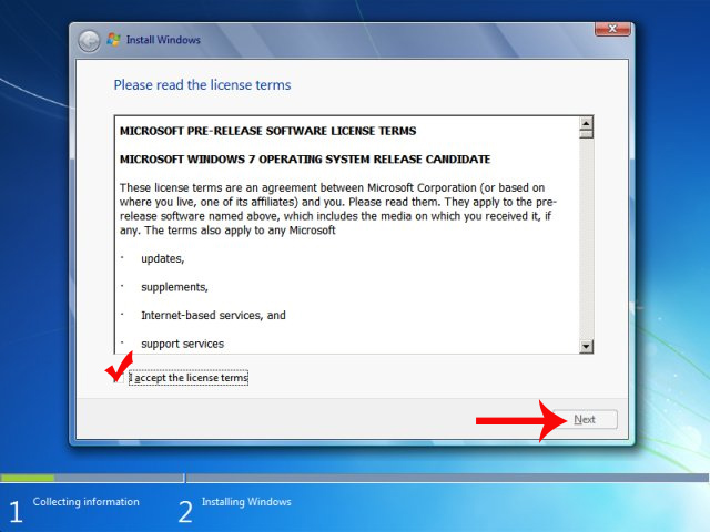 Instructions for installing Windows 7 from DVD Picture 8