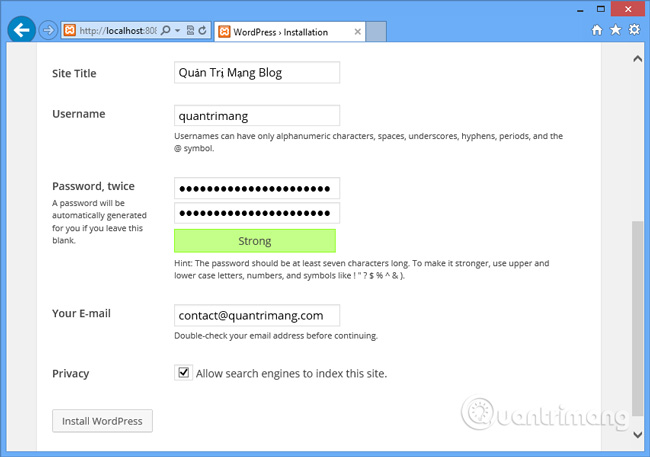 Instructions for installing WordPress on localhost - Part 2 Picture 6