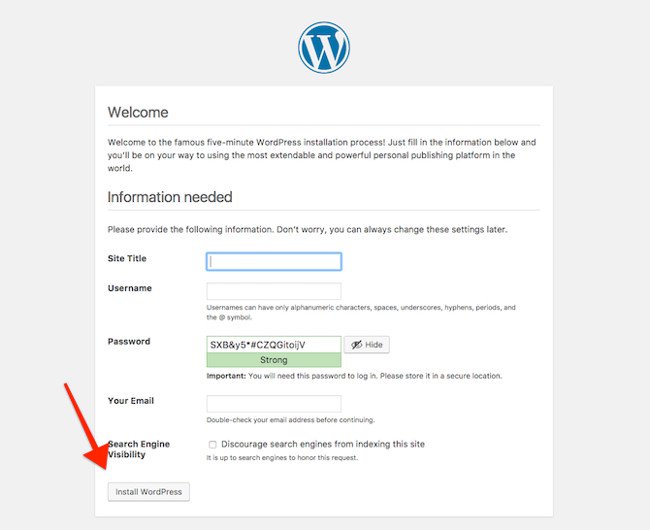 Instructions for installing WordPress on the Vitual Server with Cloud9 Picture 10
