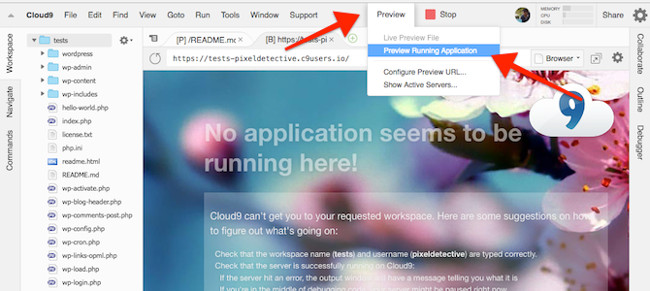 Instructions for installing WordPress on the Vitual Server with Cloud9 Picture 7