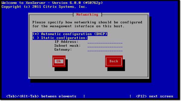 Instructions for installing XenServer 6 and XenCenter Picture 12