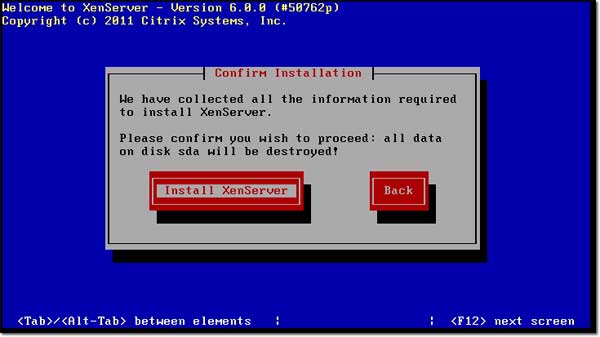 Instructions for installing XenServer 6 and XenCenter Picture 17