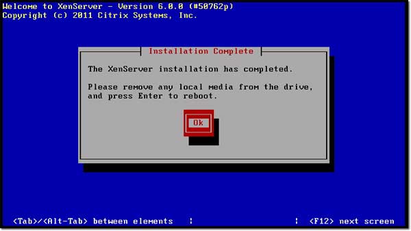 Instructions for installing XenServer 6 and XenCenter Picture 20