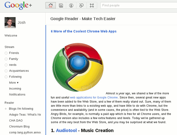 Instructions for integrating Google Reader with Google+ Picture 4