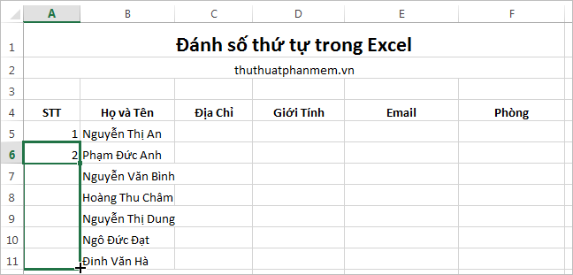 Instructions for numbering in Excel Picture 10