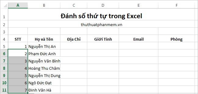 Instructions for numbering in Excel Picture 11