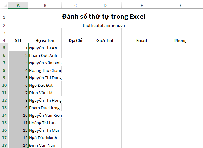 Instructions for numbering in Excel Picture 7