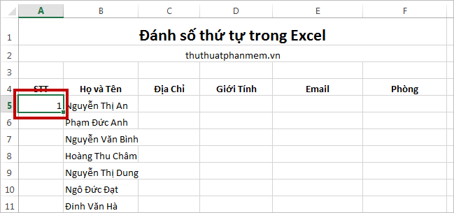 Instructions for numbering in Excel Picture 8