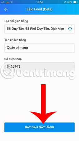 Instructions for ordering food through Zalo Picture 3