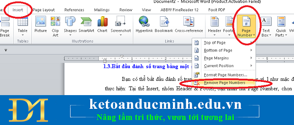 Instructions for page numbering and tab settings for paragraphs in Word Picture 4