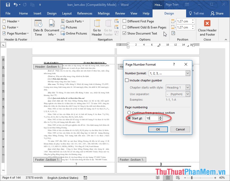 Instructions for page numbering in Word, align page numbers, delete ...