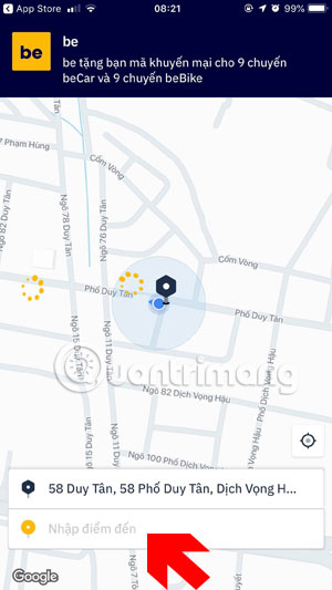 Instructions for placing a car on Be, calling motorbike on Be application Picture 1
