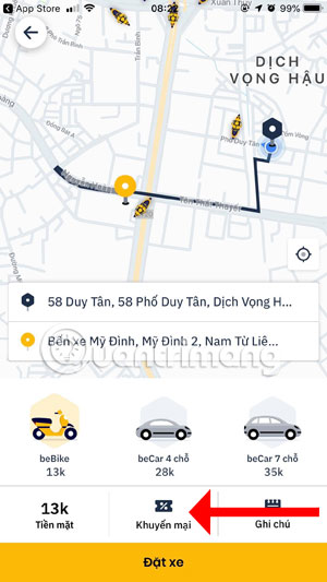 Instructions for placing a car on Be, calling motorbike on Be application Picture 3