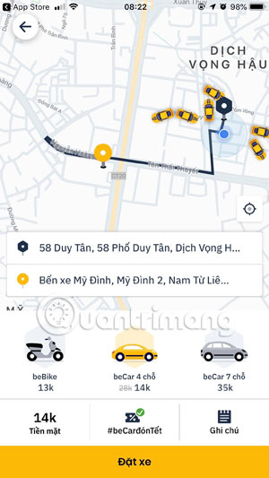 Instructions for placing a car on Be, calling motorbike on Be application Picture 6