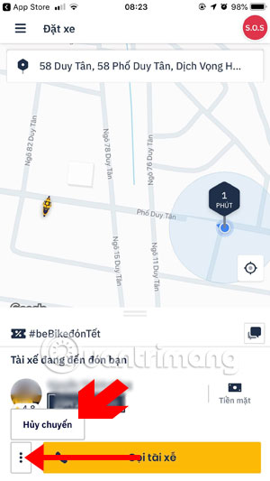 Instructions for placing a car on Be, calling motorbike on Be application Picture 9