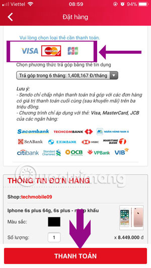 Instructions for purchasing 0% installment purchase on Sendo Picture 8