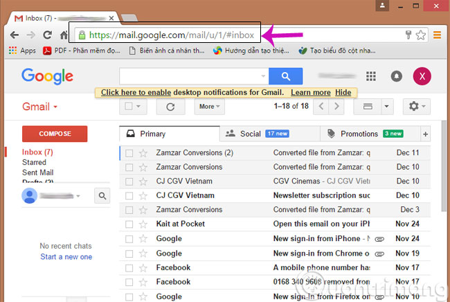 Instructions for quickly transferring Gmail accounts with the address bar Picture 2
