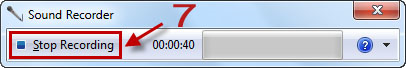 Instructions for recording using the Sound Recorder software are available on Windows 7 Picture 5