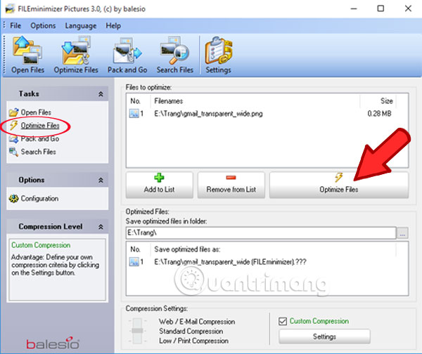 Instructions for reducing image size with FILEminimizer Pictures Picture 9