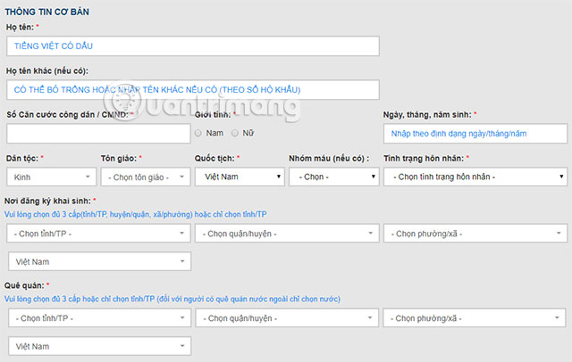 Instructions for registering as an online citizen identity at home Picture 3