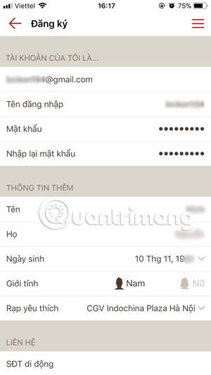Instructions for registering CGV Cinemas account Picture 4
