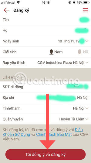 Instructions for registering CGV Cinemas account Picture 5