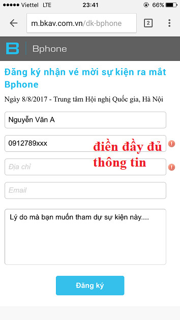 Picture 4 of Instructions for registering for the invitation to attend the Bphone launch event 2