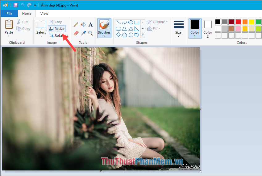 Instructions for resizing photos with Paint Picture 2