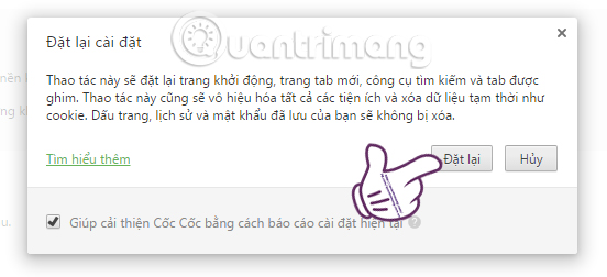Instructions for restoring default settings for Coc Coc Picture 5