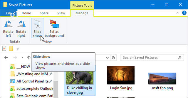 Instructions for running Photo Slideshow from File Explorer on Windows 10 Picture 1