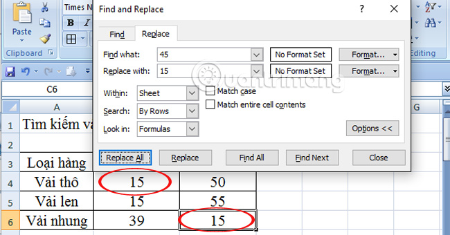 Instructions for searching and replacing in Excel tables Picture 11