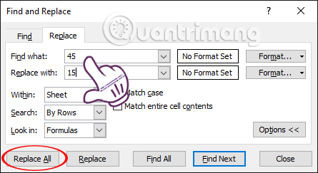 Instructions for searching and replacing in Excel tables Picture 9
