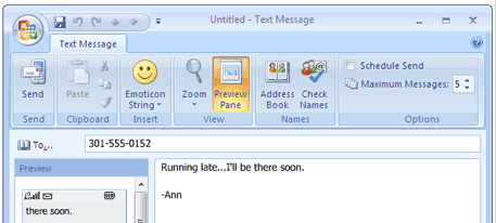 comment envoyer un sms via outlook