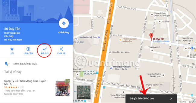 Instructions for sending Google Maps location on PC to smartphone Picture 7