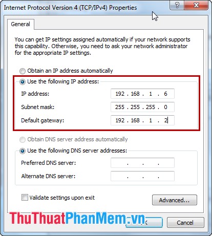 Instructions for setting static IP addresses, changing DNS Picture 5