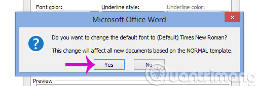 Instructions for setting the default font in Microsoft Word Picture 3